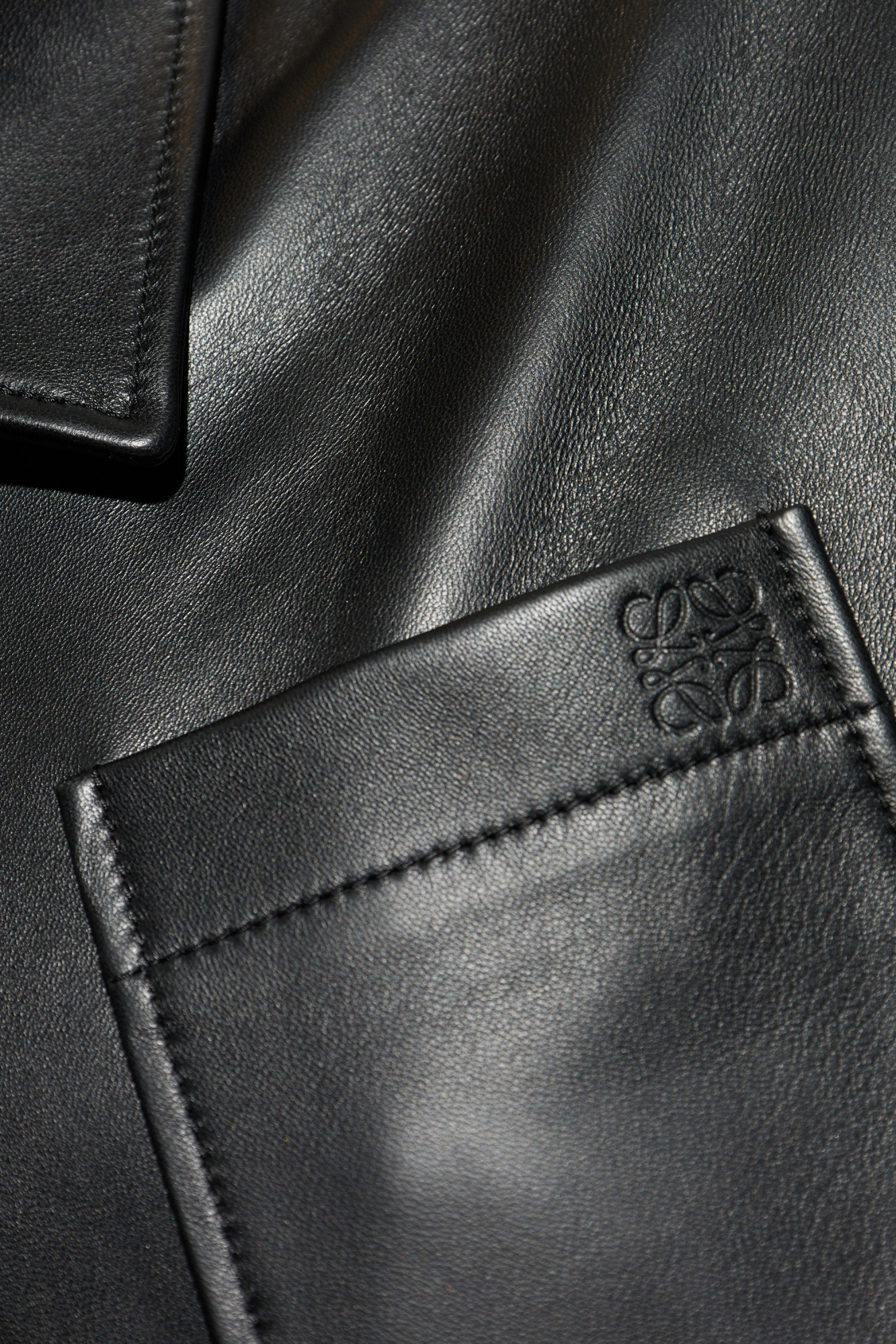 Loewe Leather jacket with embossed logo on the pocket